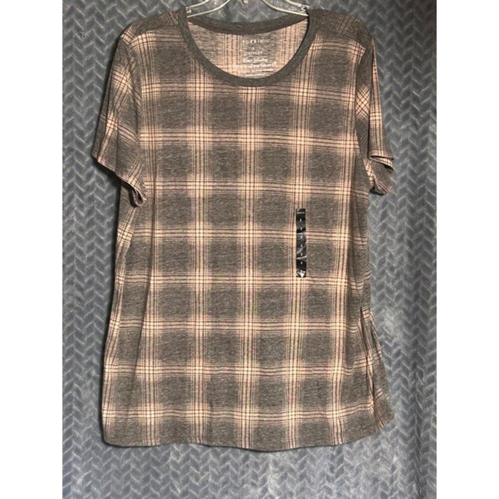 Torrid NWT Classic Fit Crew Neck Tee Sze 2X Grey Plaid Collegiate Preppy Sporty - Picture 3 of 5